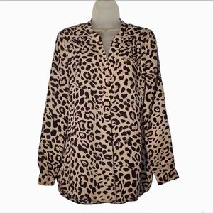Victoria’s Secret cheetah print long sleeve silky blouse Size S/P
